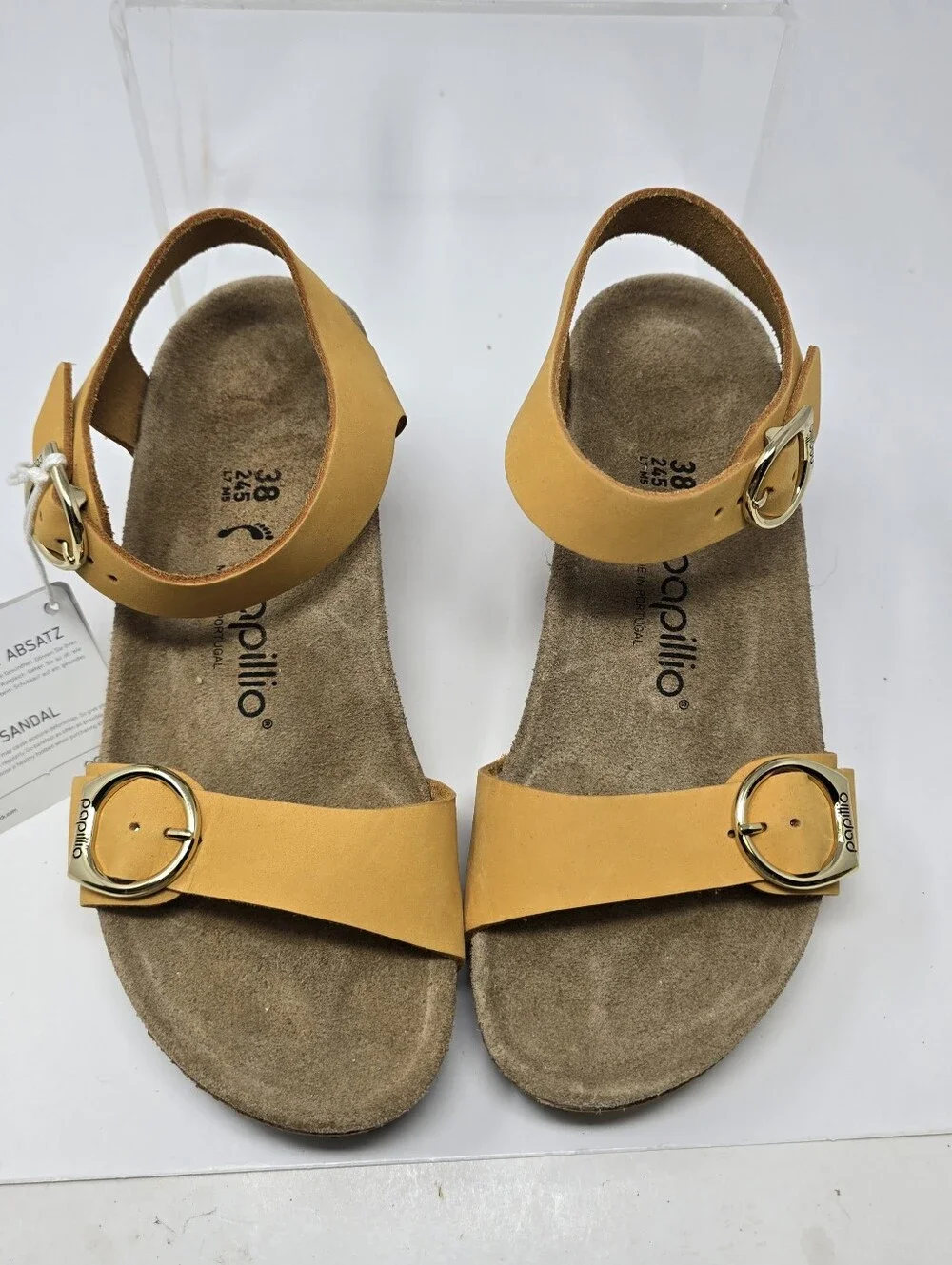 Papillio Birkenstock Womens 38 EU Size US 7 Soley Wedge Sandal Apricot Nubuck